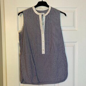 Vince: Sleeveless, navy-and-white striped blouse (size 2)